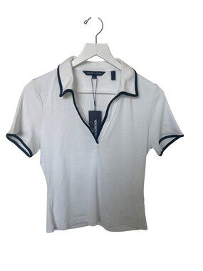 Veronica Beard Kearney Tee With Contrast Piping White